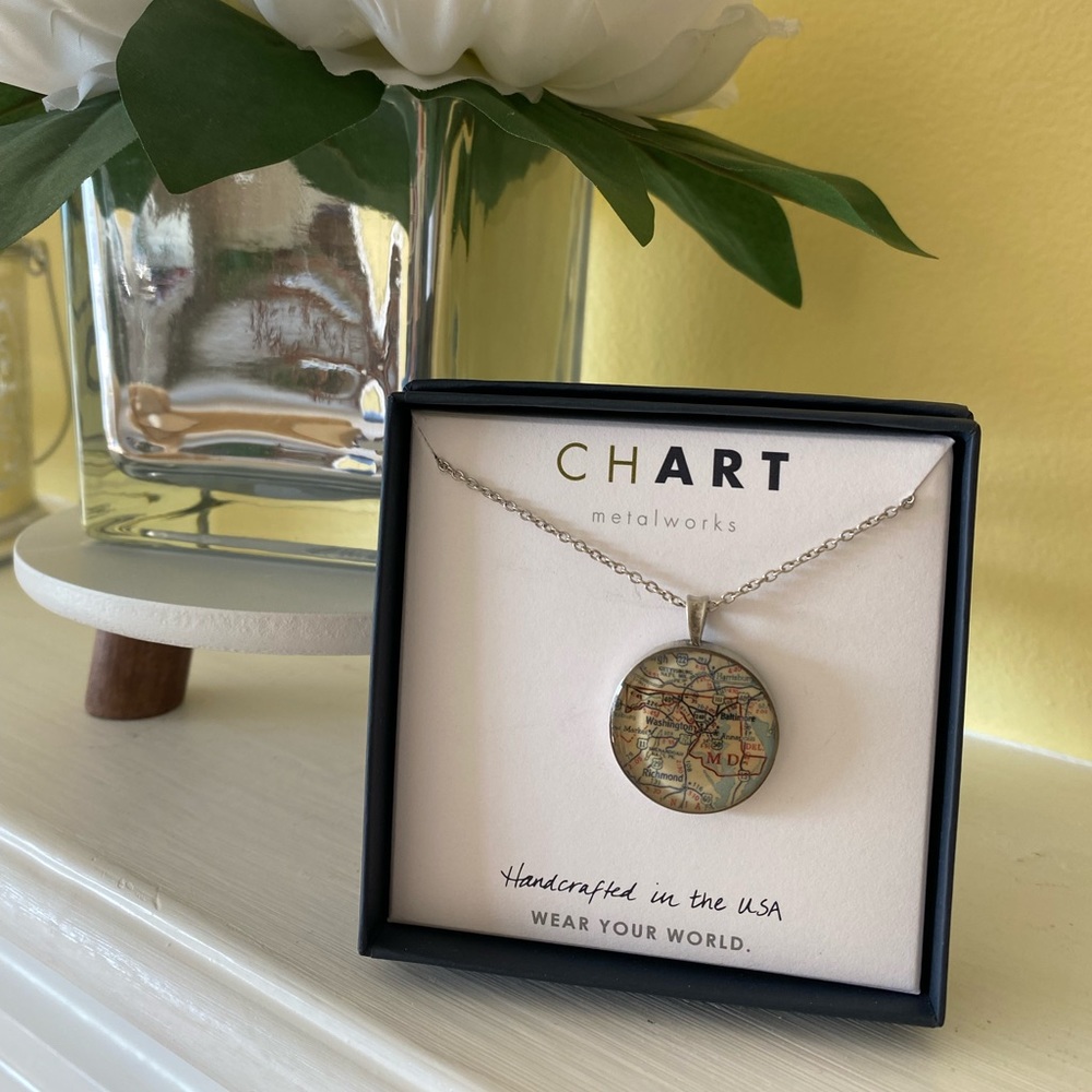 Chart Metalworks 18in Pewter necklace - MD map!